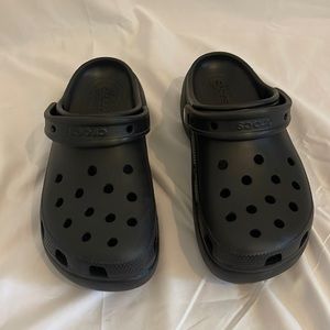Black platform crocs